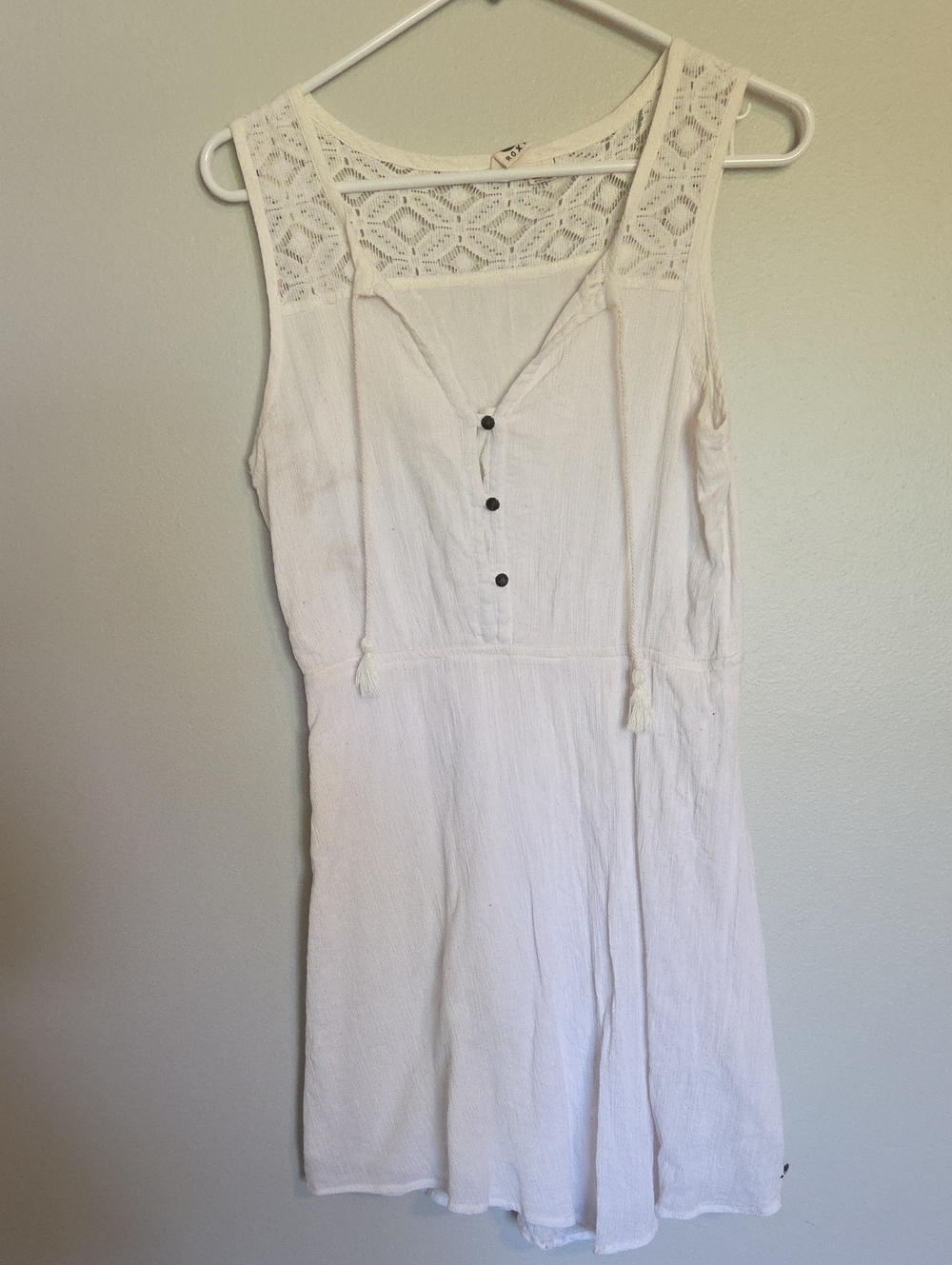 Roxy White Lace Crochet Gauze Tank Dress